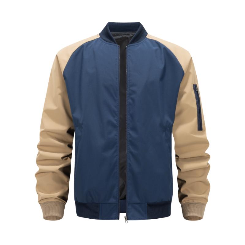 Sports Outdoor Splicing Contrasting Color Casual Men's Cardigan Baseball Collar Jacket Sweater Top