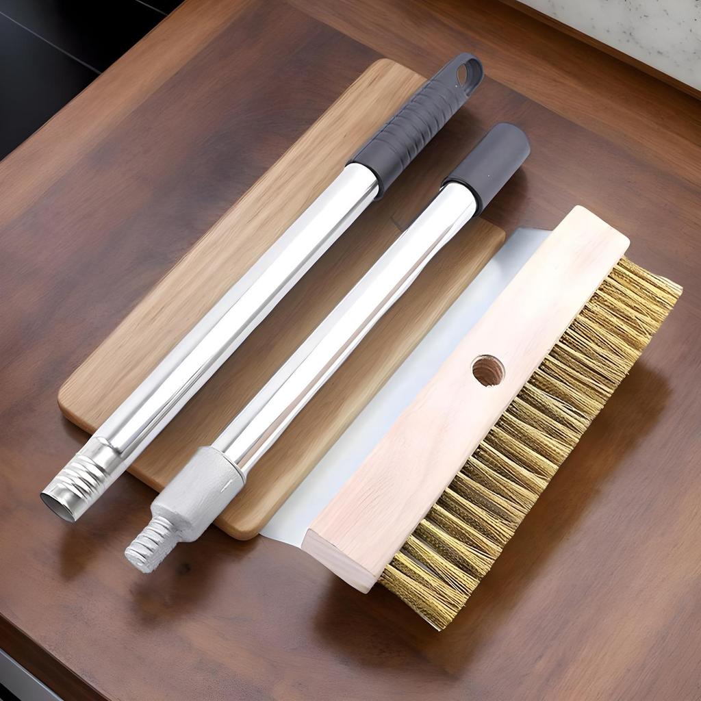 Pizza Oven Brush With Scraper Barbecue Brush For Outdoor Grill Washable Barbecue Grill Cleaning Tool For Home Commercial