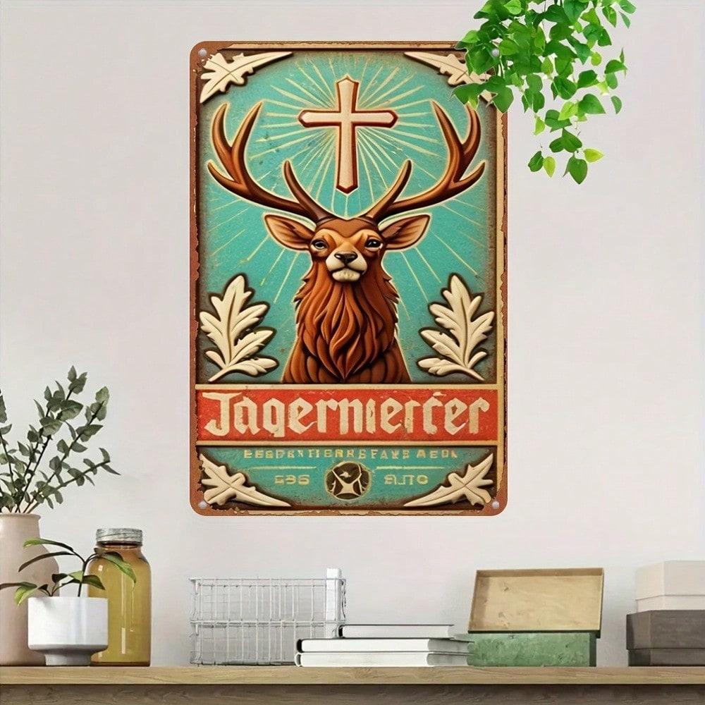 Vintage Jagermeister Metal Tin Sign Retro Aluminum Wall Art Home Bar Decor