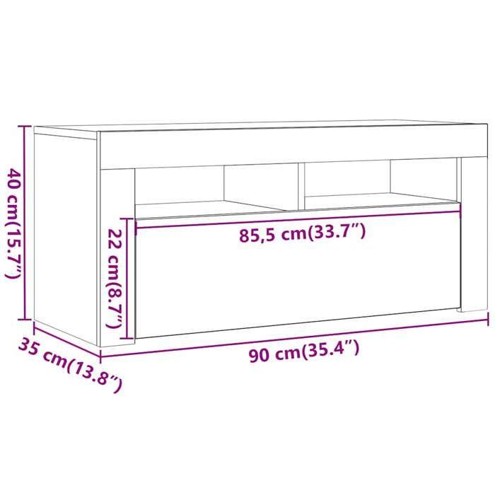 VidaXL Meuble TV avec lumières LED vieux bois bois d'ingénierie 856321