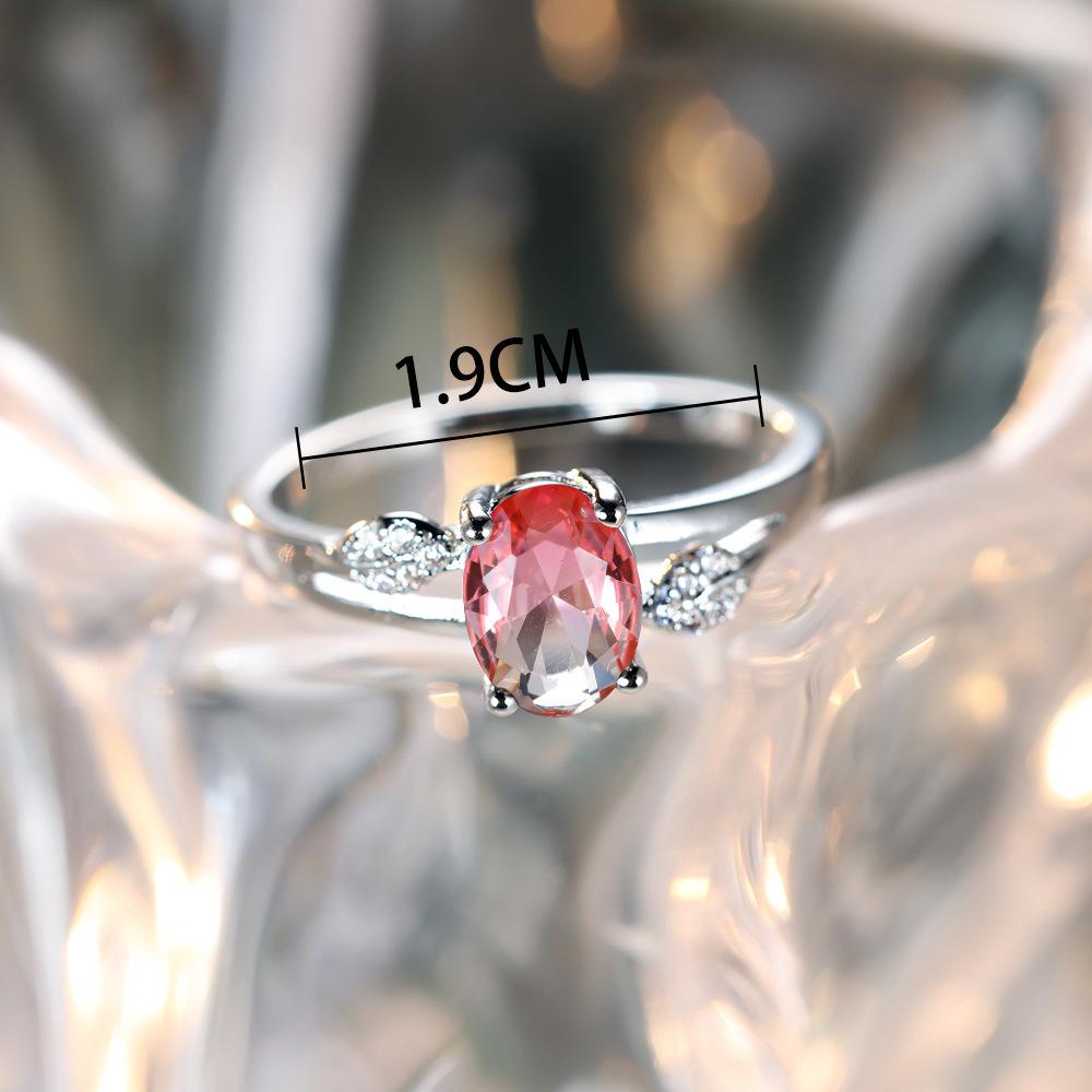 

Pink diamond oval zircon ring, silver bottom diamond design, versatile temperament gentle style jewelry no. 6 серебряный