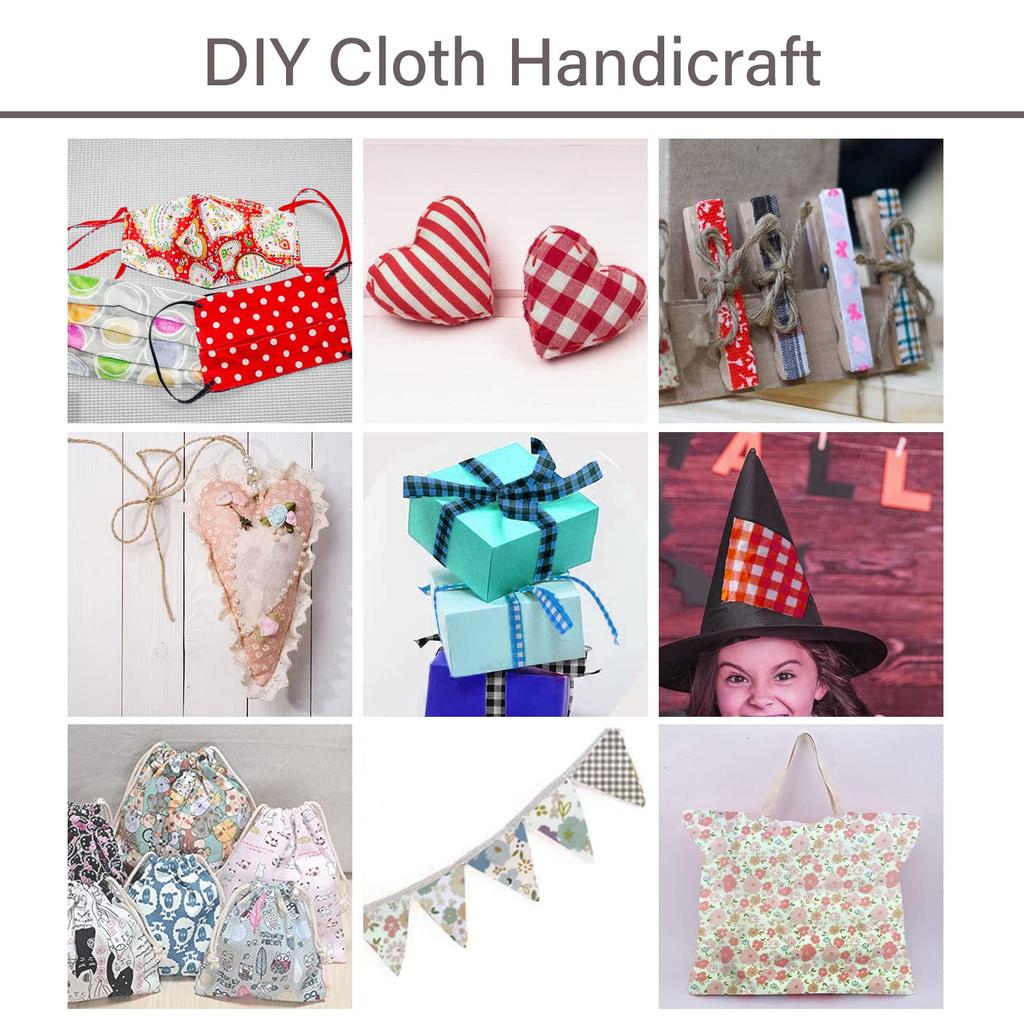 Floral Check Fabric Cutting Cloth Soft Cotton Patchwork Scraps for Crafts 8-Piece Set, Fabric, 46x56cm,