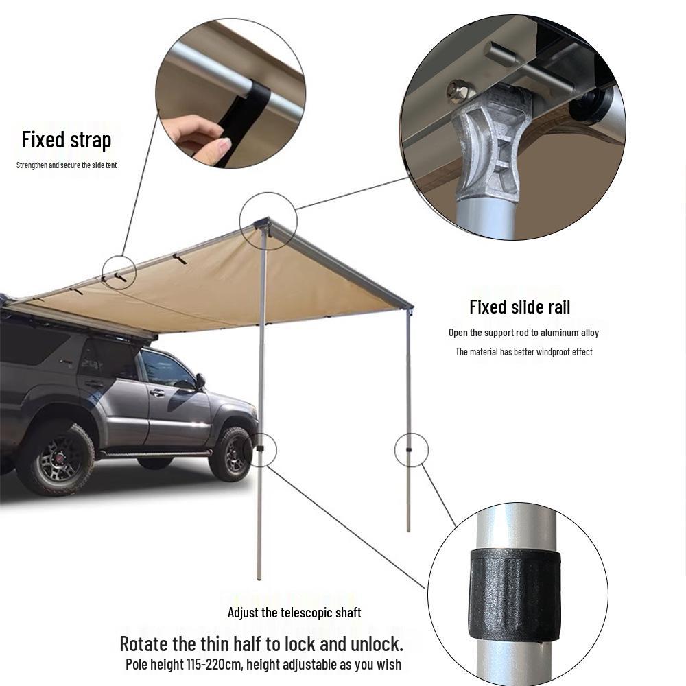 Waterproof Retractable Car Roof Awning: Aluminum Alloy with Sun Protection for Outdoor Camping