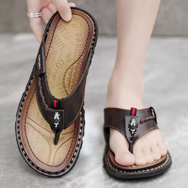 Fashion Flip Flops Mens Slippers Summer Casual Shoes Beach Sandals Outdoor Slides Walking Comfort Leather Luxury Designer Fashion 47