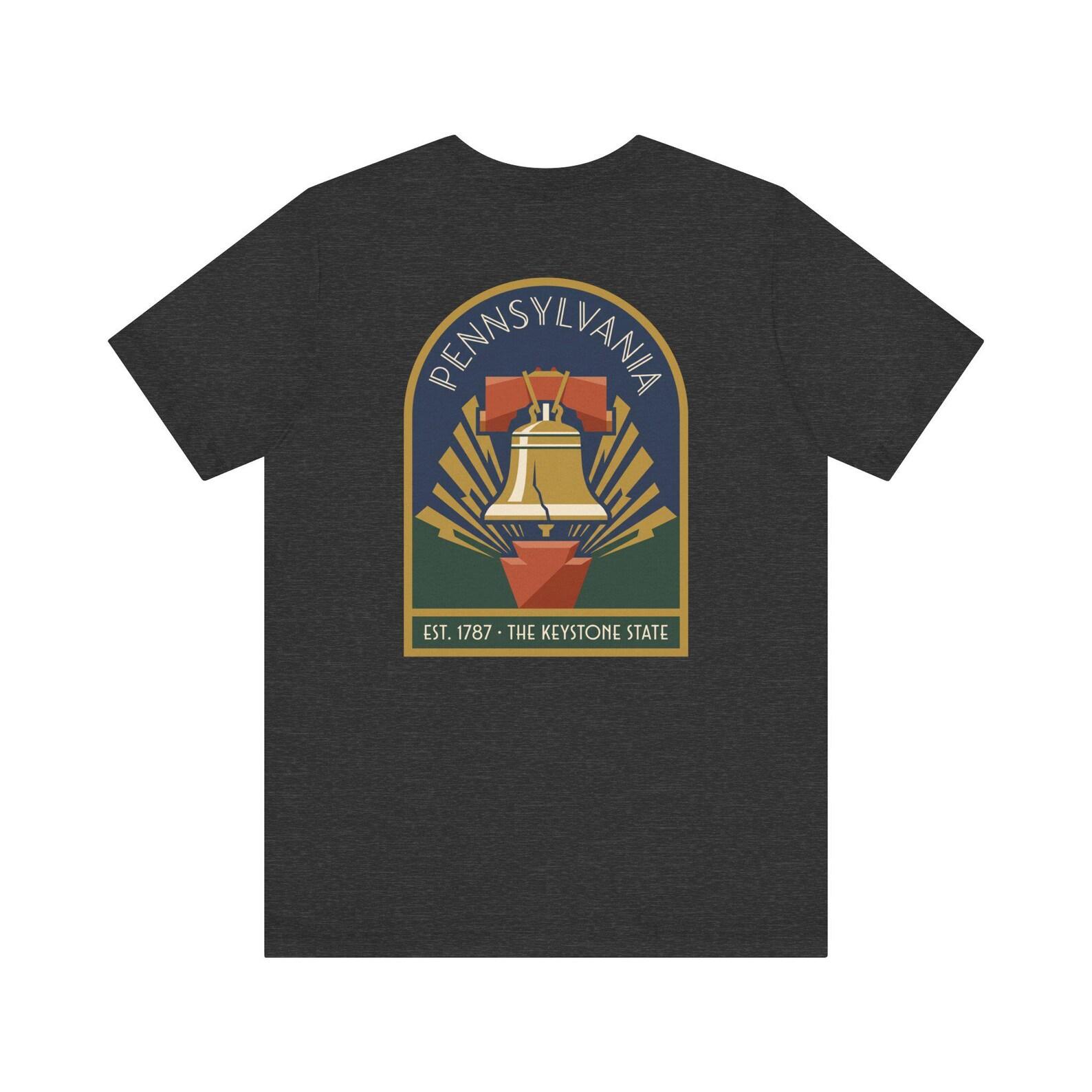 Pennsylvania Liberty Bell Art Deco T-Shirt | Retro Keystone State Graphic Tee | Pennsylvania Gift 2XL