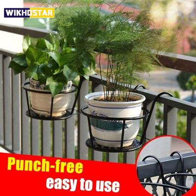Balcony Flower Rack Planter European Iron Railing Pot Plant Rack Hanging Windowsill Hanging Orchid Green Wall Mounted Shelf