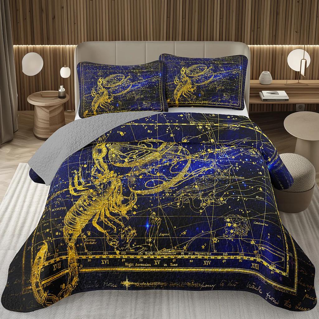Constellation Coverlet Queen Psychedelic Celestial Bedding Trippy Galaxy Bedspread Set Twelve Constellations Zodiac Quilt Set