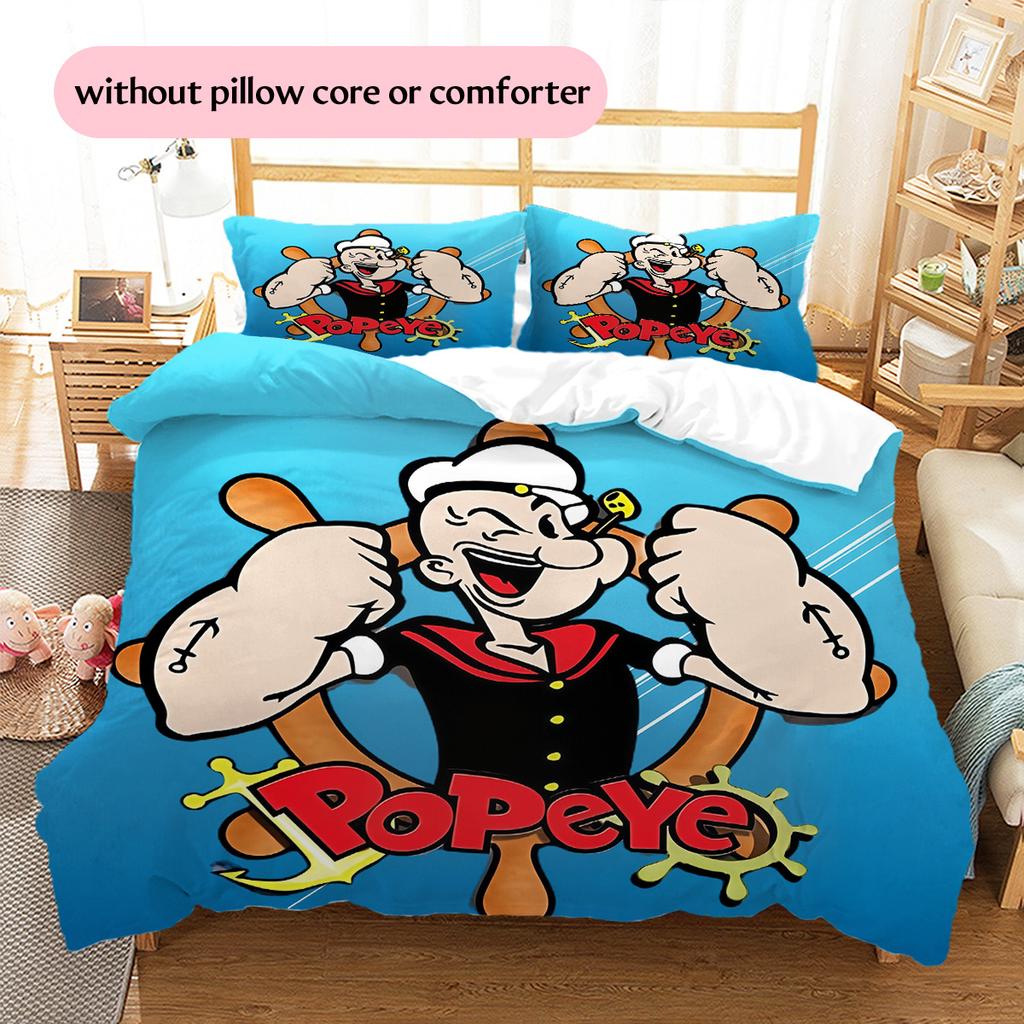 Popeye the Sailor Man  Pattern Bedding Quilt Set  Home Decoration  Gift (1 * Duvet Cover + 2 * Pillowcase  Without Core)