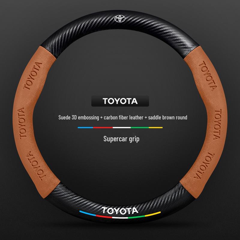 Ganzjahres-Lenkradbezug aus Carbonfaser-Wildleder für Toyota RAV4 2020-2024.