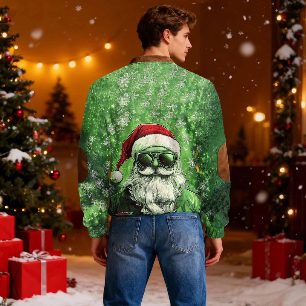 Mens Christmas Sweater Zip Up Sweatshirts Vintage Knit Graphic Sweatshirt Xmas Stand Collar Pullover