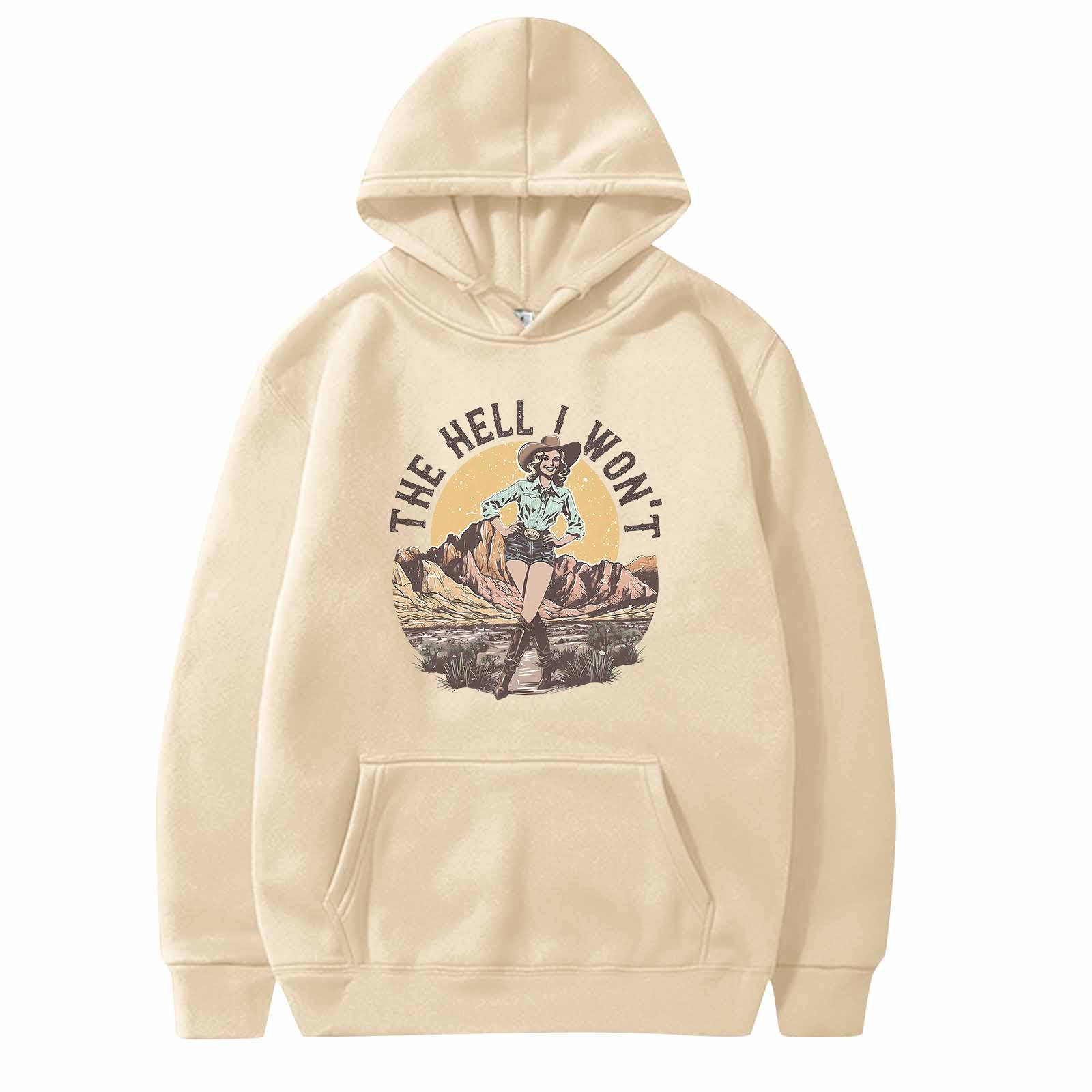 Унисекс модный повседневный свободный плюшевый пуловер с длинными рукавами и круглым вырезом с капюшоном из веревки L бежевый