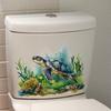 Sea World Turtle Toilet Sticker Removable Self-adhesive Waterproof PVC Living Room Wall Art Bathroom Toilet Lid Decoration Decal