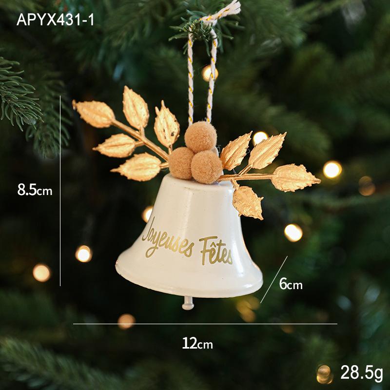 Wrought iron metal bell bow red fruit pine branch pine cone pendant door hanging Christmas decorations Christmas tree pendant