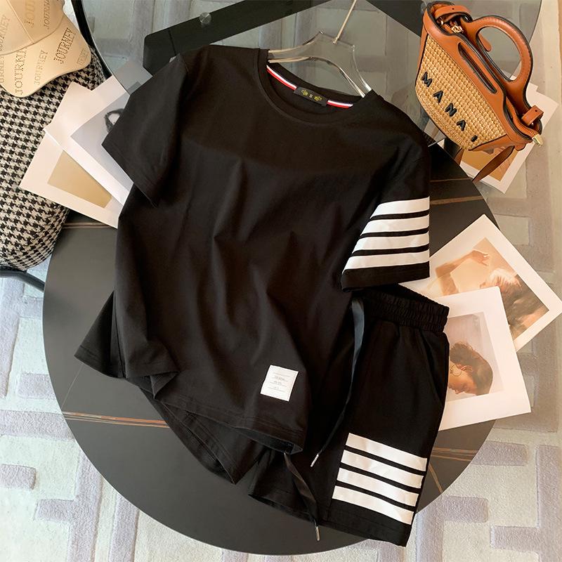 

2025 TB Женский комплект шорт для спорта и отдыха с четырьмя полосками - Классический модный костюм-двойка на лето Small