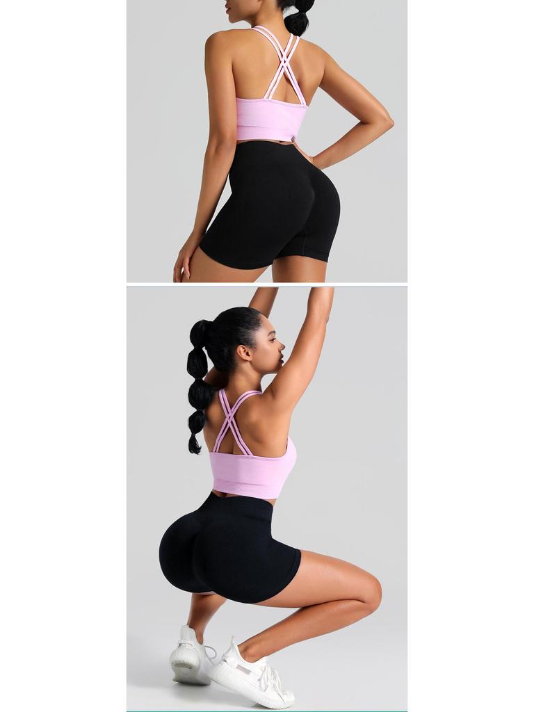 Women's High Waist Seamless Knitted Yoga Shorts - Peach Butt Three-Point Fitness & Running Shorts