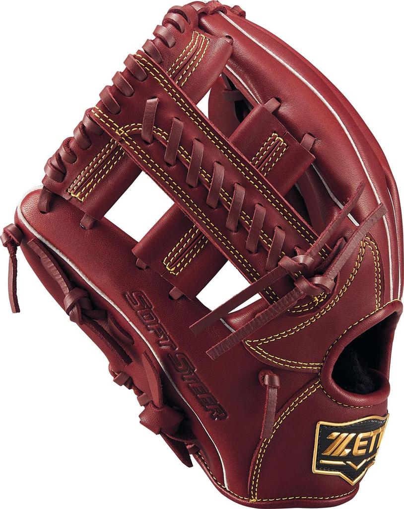 ZETT Soft Steer Baseball Bordeaux Brown Size 4 Glove, All-Around, Left-Handed Throw, (4000), (BRGB35520F)