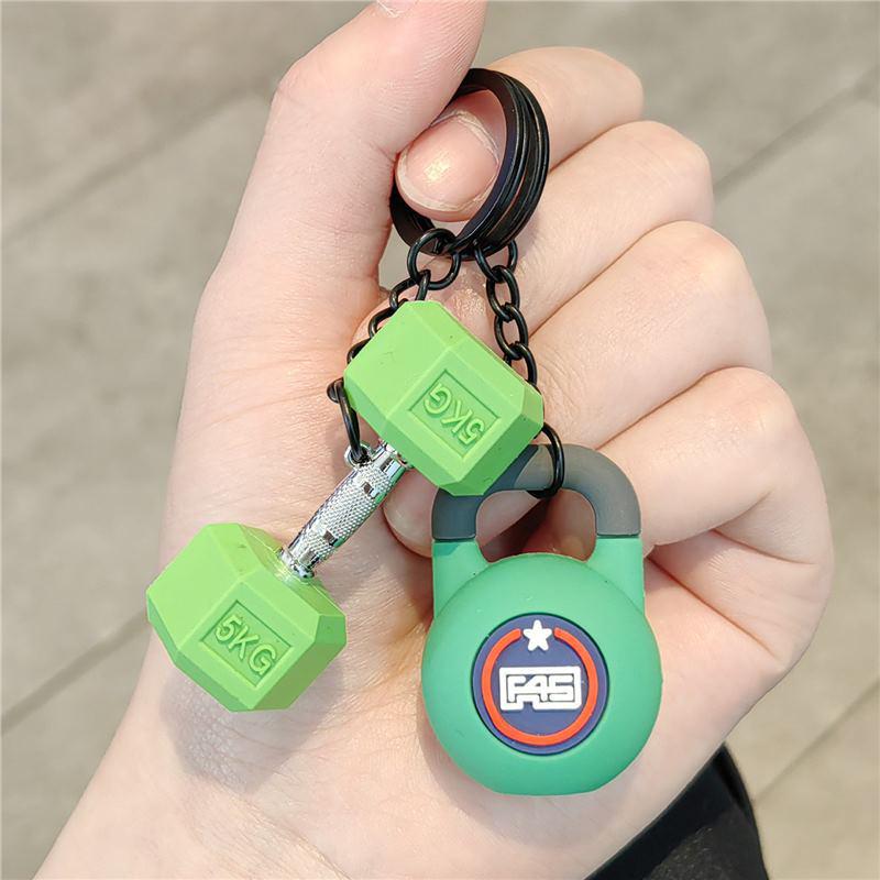 Creative Barbell Keychain Pendant - Sports Accessories & Water Bottle Charm Gift