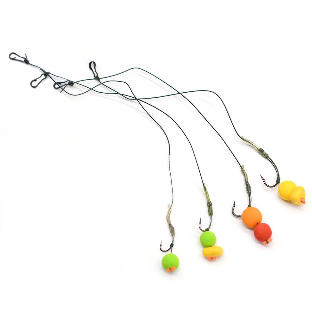 MNFT 9Set Anti Winding Coated Line Carp Rig Fishing Hook Hand Tied Terminal Tackle Made Hair Combi Rig Hook Ready