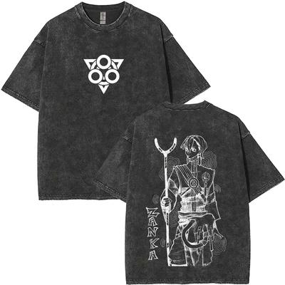 Anime Gachiakuta Zanka Vintage Washed T Shirt Men Women Manga Fashion Trend Short Sleeve Tshirt Male Retro Oversized Tshirts