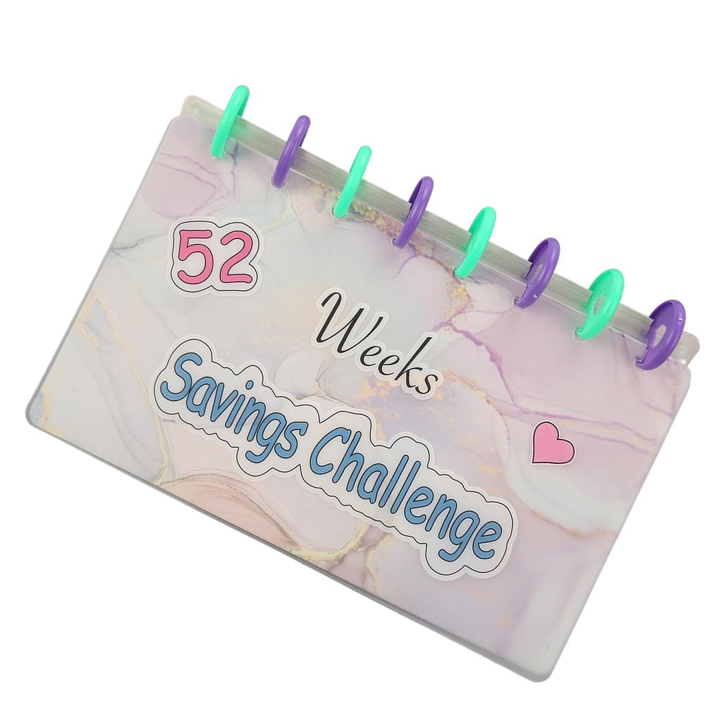 Segregator oszczędnościowy Wyzwanie oszczędzania przez 52 tygodnie Książka pieniędzy Zabawny segregator budżetowy Organizer książkowy z gotówką