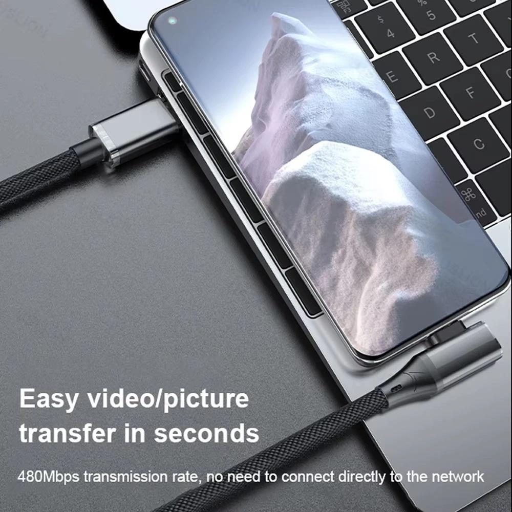 6A 120W USB C To Type C Cable 90 Degree Elbow Phone Super Fast Charging USB To TypeC Data Cord For Samsung Huawei Oneplus
