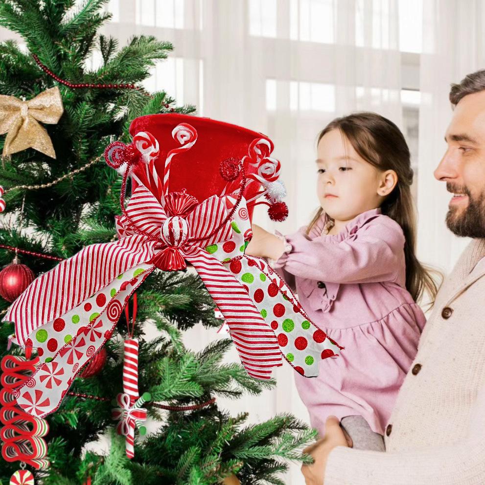 Grenzüberschreitender Bestseller Faltbare Süßigkeiten Schleife Weihnachtsbaumspitze Stern Dekorationen