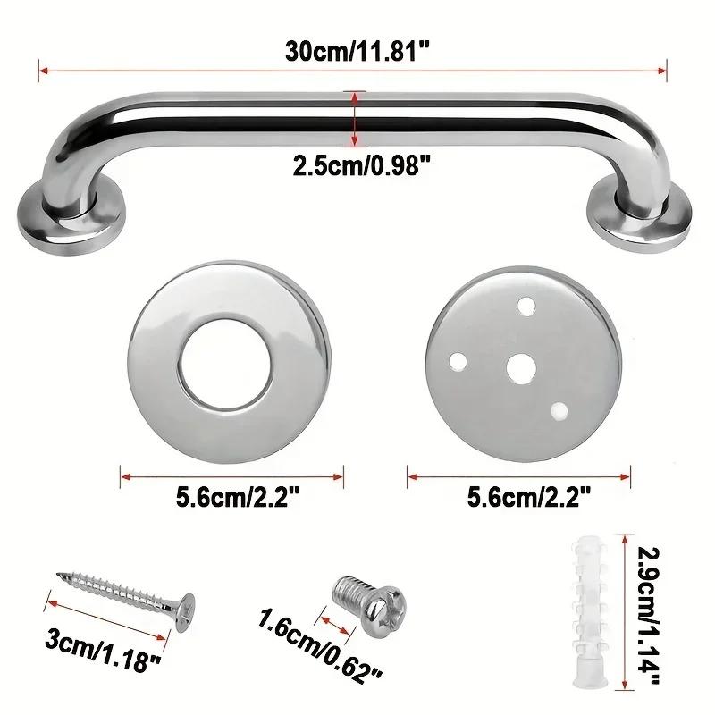 1/2pcs Stainless Steel Handrails, Accessible Bathroom, Bathroom, Safety Bathroom Handrails, Disabled Elderly Bathroom Handrails