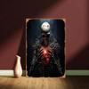 Gothic Metal Wall Decor Skull Hand Red Heart Light Valentine Romantic Gift