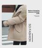 Women's Casual Mid-Length Korean Style Cotton Jacket with Fur Collar