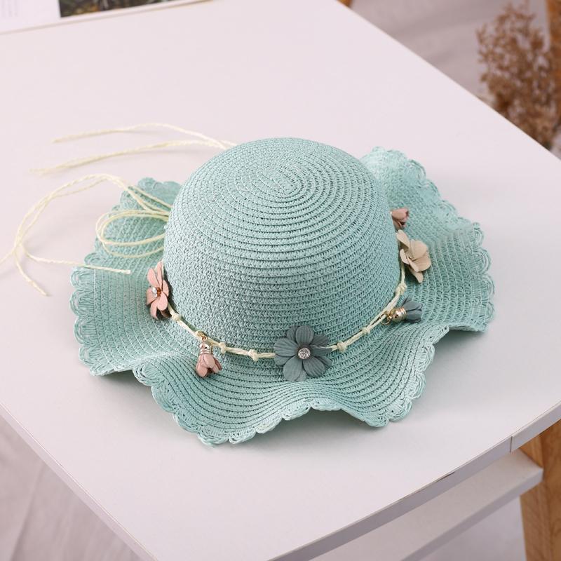 Summer Children'S Sun Hat Straw Hat Girls Large Brim Sun Hat Parent-Child Beach Hat Female Hat