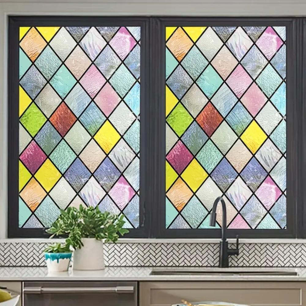 

Translucent Stained Glass Window Sticker Frosted Rainbow Glass Decals Stickers Office