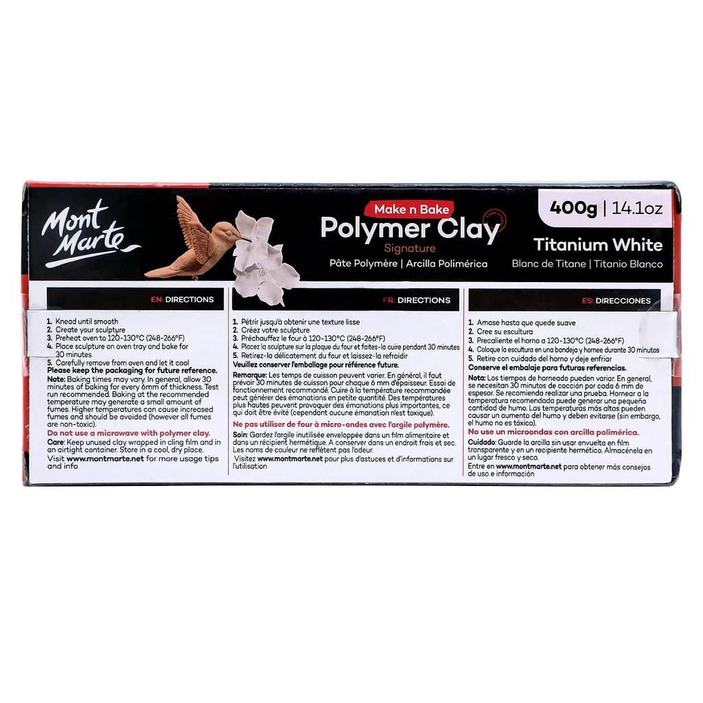 Mont Marte Make n Bake Polymer Clay 400g - Titanweiß