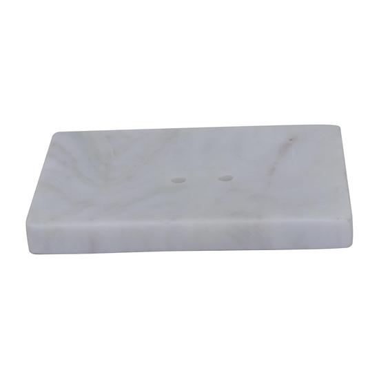 Crocon Luxury White Marble Soap Dish – Elegant 5x3 Inch Square Soap Tray for Kitchen & Bathroom, Decorative Bar Soap Holder