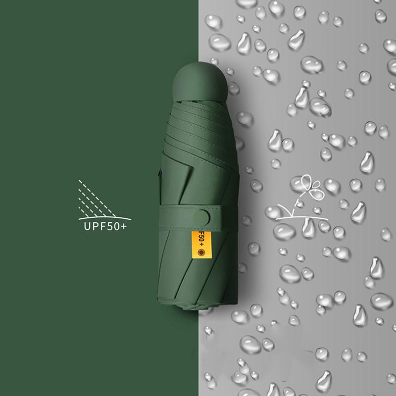 Mini Capsule Folding Umbrella Upf50+ Portable Sun Rain Umbrella Dual Use Protection Vinyl Travel Accessoreis For Outdoor