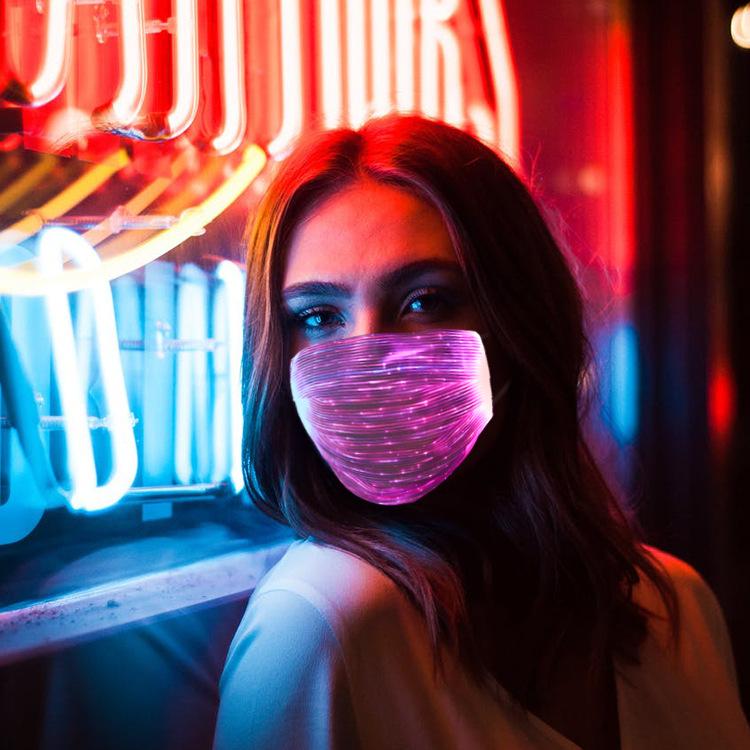 LED Luminous Mask, Bar Trampoline Luminous Prop, USB Charging, Colorful Fiber Optic Luminous Mask