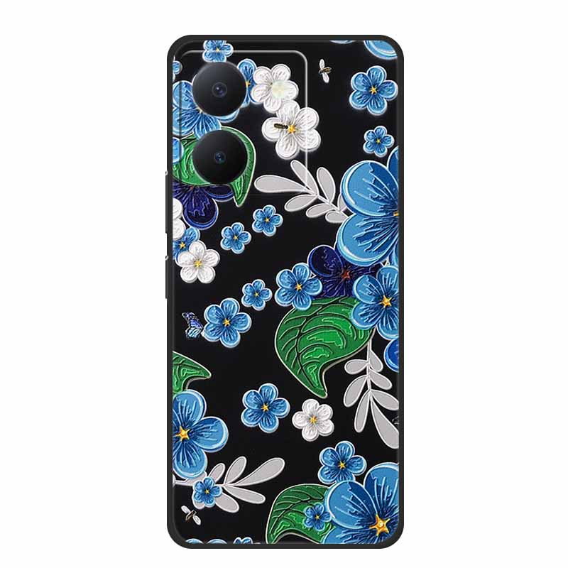 3D Emboss Case For Vivo Y27s Phone Case Relief Black Silicone Soft Back Cover Coque Funda For Vivo Y27s Case Y 27 s Capas 6.64"
