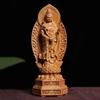 Boxwood Carving The Three Saints of the West Buddha Statue of Tathagata Guanyin Home Buddha Hall Worship Wooden Crafts Gift