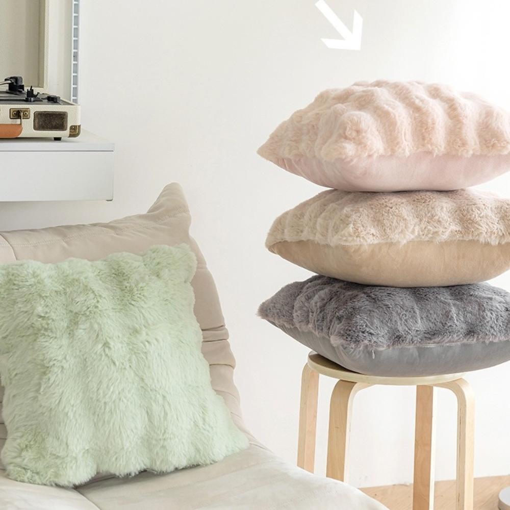 Imitation Rabbit Hair Plush Cushion Cover Warm Pillow Case Simple Throw Pillow Cover  Home Decor