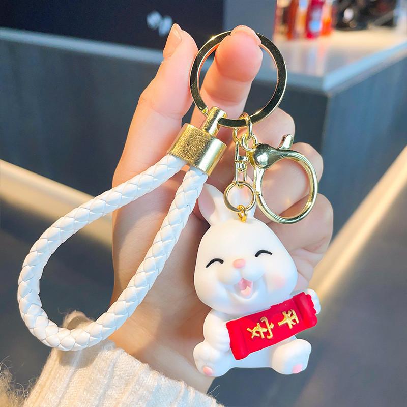 Charming Resin Rabbit Keychain Whimsical Cartoon Design Ideal For Birthdays Parties