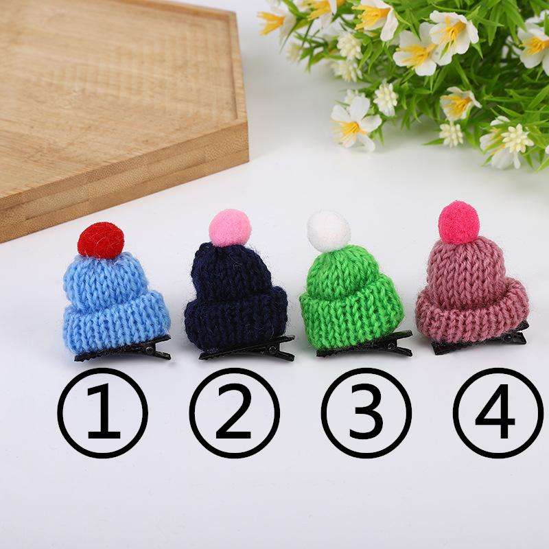 Korea Creative Headdress for Children Colorful Hairpins Cute Mini Barrettes Hair Grips Wool Knitting Hat Hair Clips
