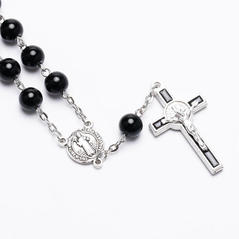 Katholische Kreuzigung Jesu Kreuz Rosenkranzarmband Heiliger Benedikt Medaille Gebetsperlen Armbänder Schmuck