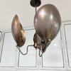 3 Light Curved Shades Modern Pendant Mid Century Antique Patina Chandelier Light Fixture