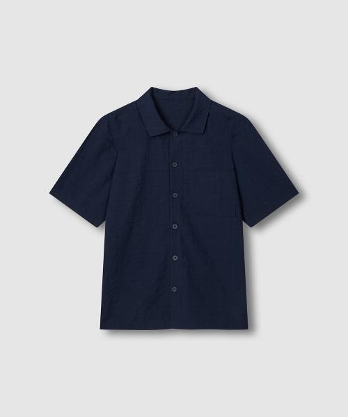 

[JAJU] Men s Soft Seersucker Short-Sleeve Pajama Shirt - Navy [Shipped from Korea] 100% Authentic Navy - L