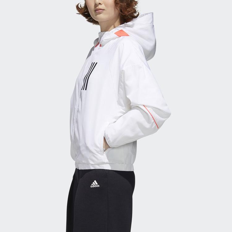Adidas W.N.D. Sports Jacket With Hood For Spring And Autumn Women Jackets White GF0131