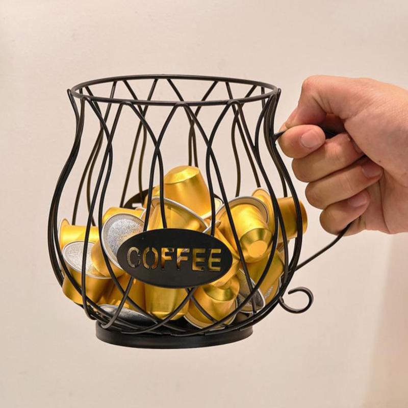 .1pc Large Capacity Coffee Pod Storage Basket - Keep Your Coffee Cups And Creamer Capsules Neatly Organized And Accessible