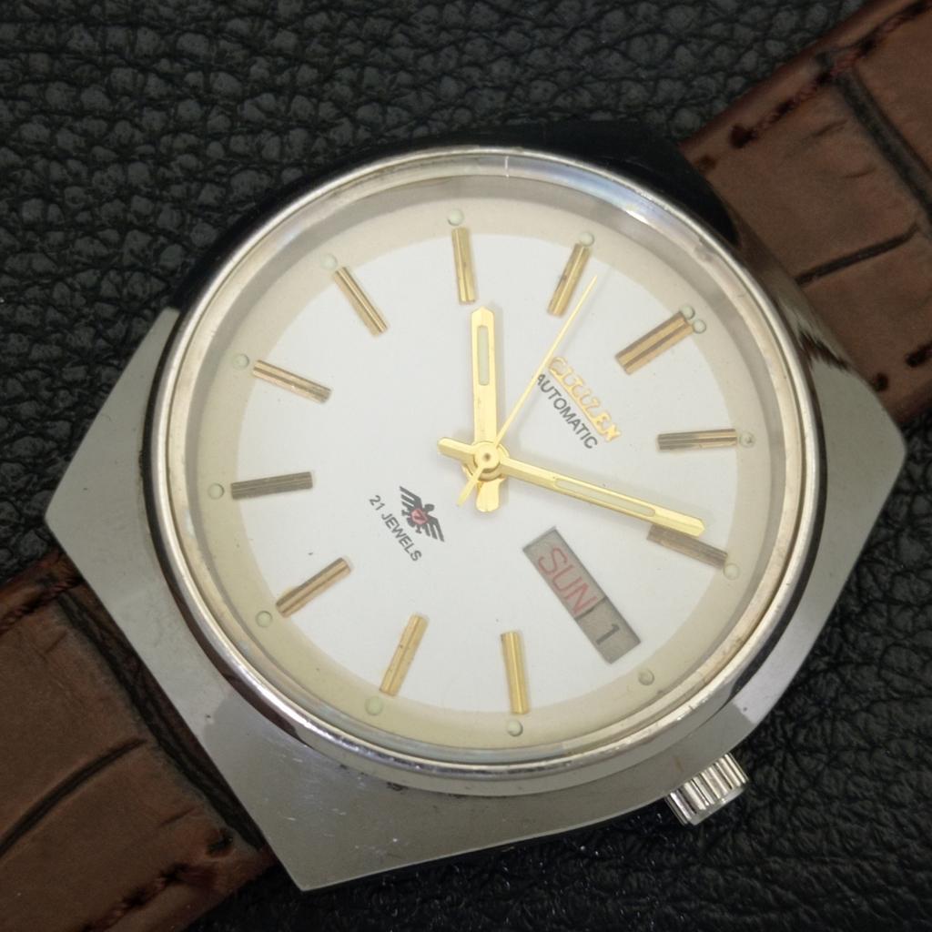 AUTOMATIC VINTAGE CITIZEN 8200 JAPAN MENS WHITE COLOR DIAL WATCH A702752-1 R210-a702752