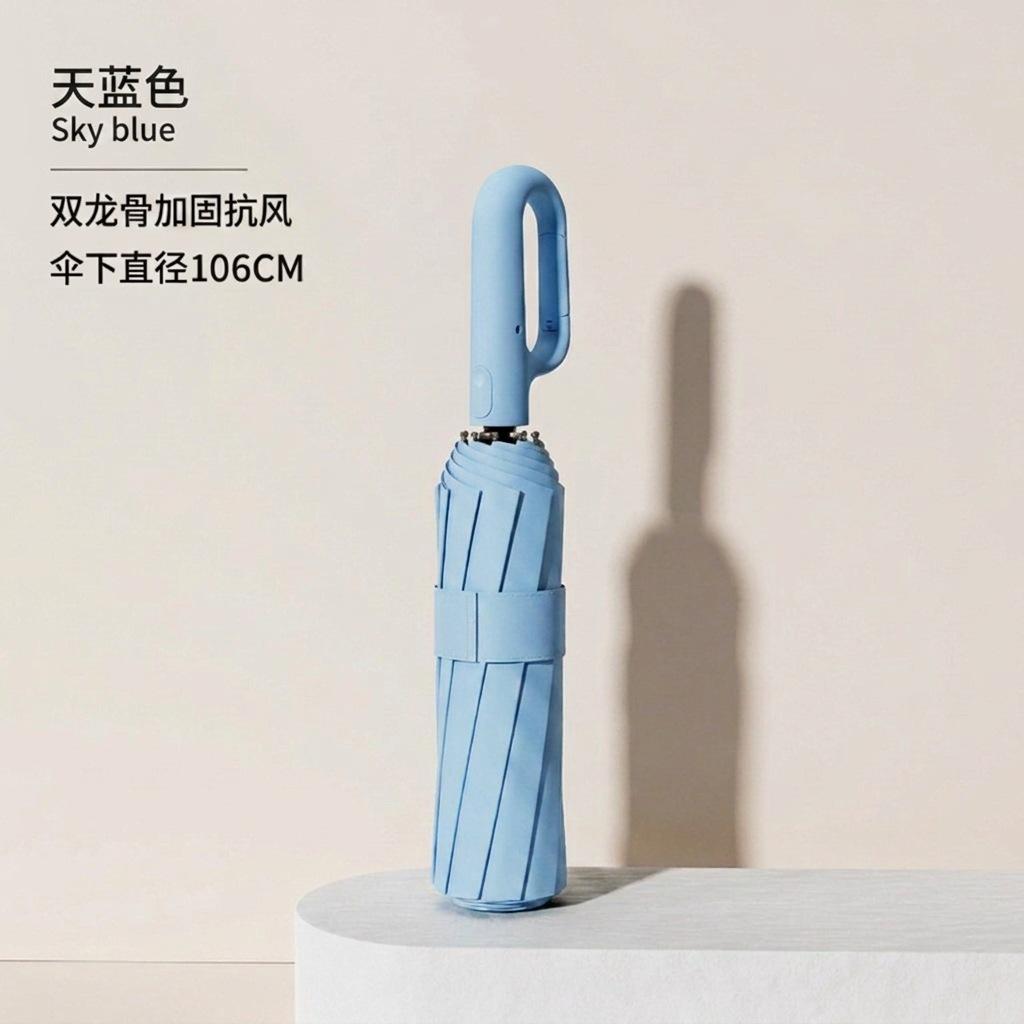 Automatic umbrella reverse automatic folding dual-purpose umbrella vinyl sun protection reflective enlarged ring buckle umbrella business umbrella