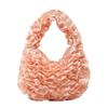 Sweet Feminine Mini Pleated Lace Mesh Handbag With Ruffle Trim - Soft Wristlet Clutch Evening Party Daily Use