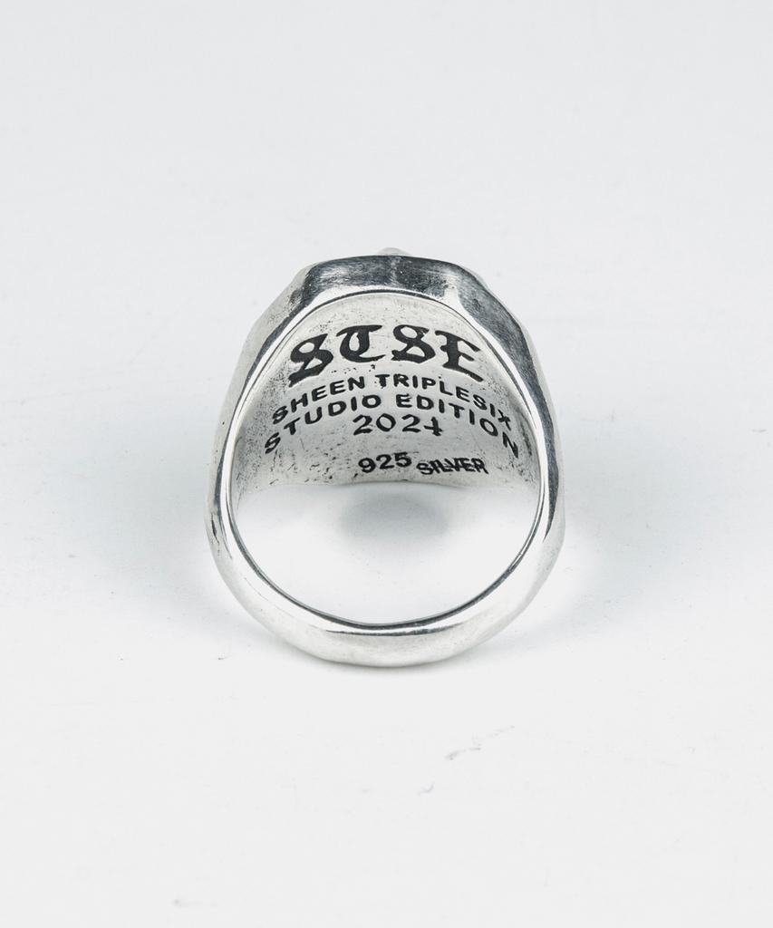 Sheen666 Teardrop Turquoise Crossbone Silver Ring (Type A)