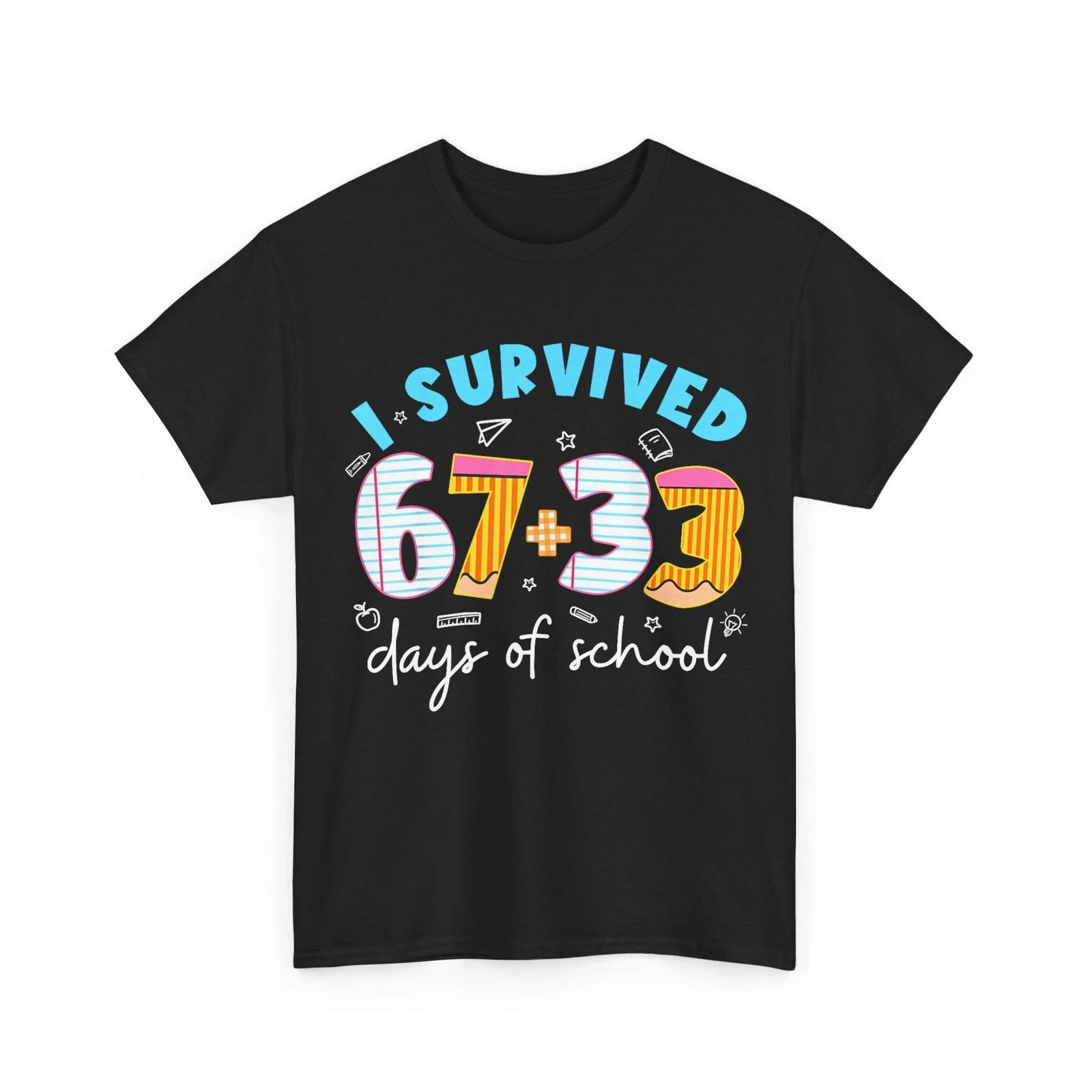 I Survived 67 33 Days of School for Teacher Kids 100th Days T-Shirt 2XL